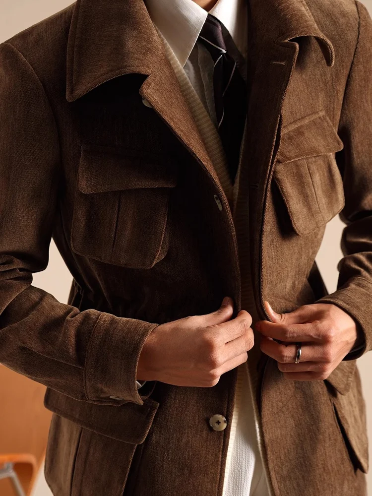 

Мужская повседневная куртка в стиле ретро с воротником-стойкой, осенне-зимняя, утепленная, приталенная, деловое пальто для джентльменов