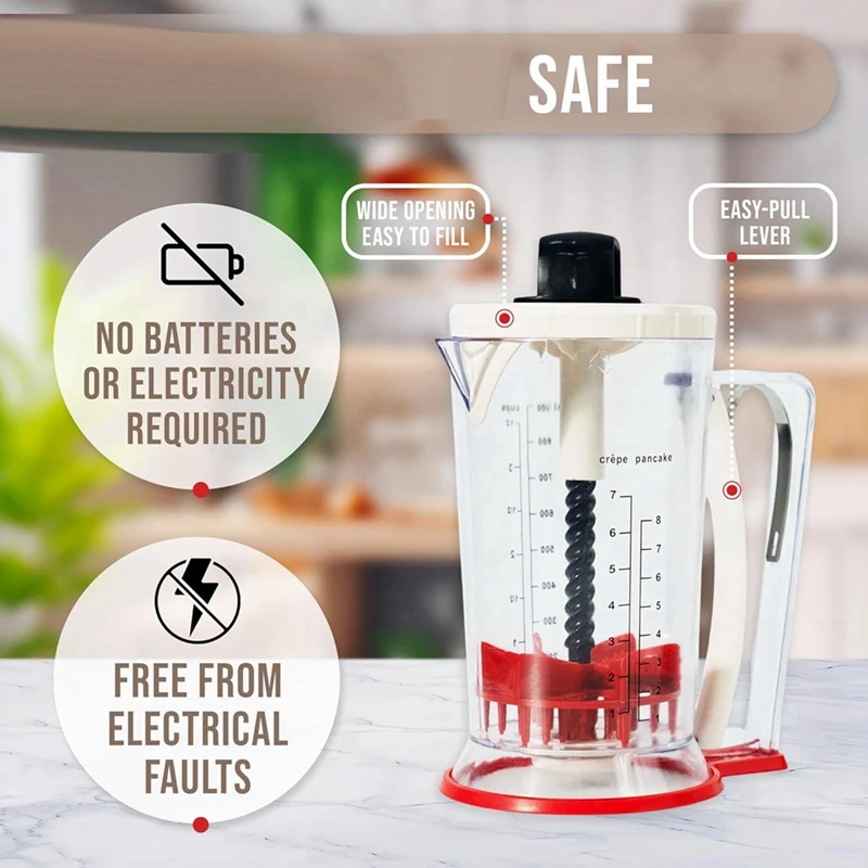 Batter Mixer And Dispenser Pancake Batter Dispenser Pancake Dispenser Batter Dispenser With Squeeze Handle - 900Ml