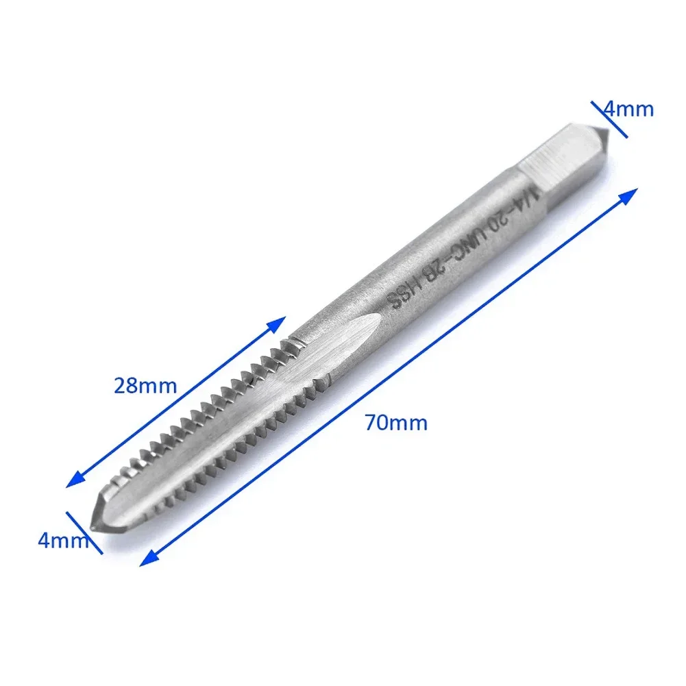 2pcs/set 1/4-20 UNC-2B Right Hand Taps HSS Straight Flute Thread Drill Screw Tap Screw Thread Tap Threading Tool Screw Tap