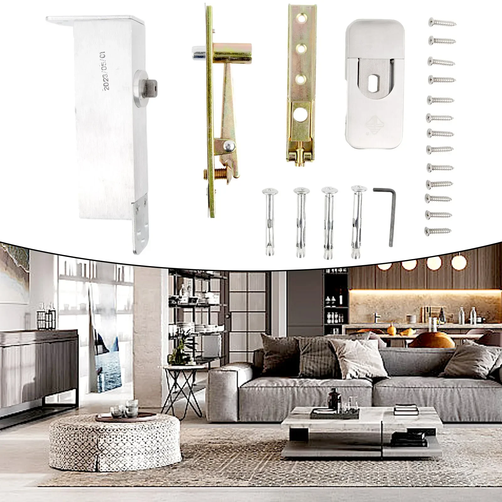 

Automatic Hinge Door Pivot Hinges Hydraulic Two-way Opening 1Set Brushed Silver Casting Aluminium Conceal Heavy