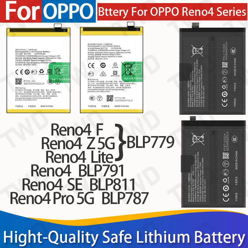 

Battery Replacement Set For OPPO Reno4 Series Reno4 F Reno4 Z 5G Reno 4 Lite Reno4 Reno4 SE Reno4 Pro 5G +Free Tools
