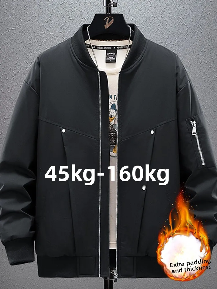 

plus Size Men's Cotton Jaet Winter Thiened Warm Coat Baseball Collar Zipper Closure Long Sve Polyester Filled Casual J...