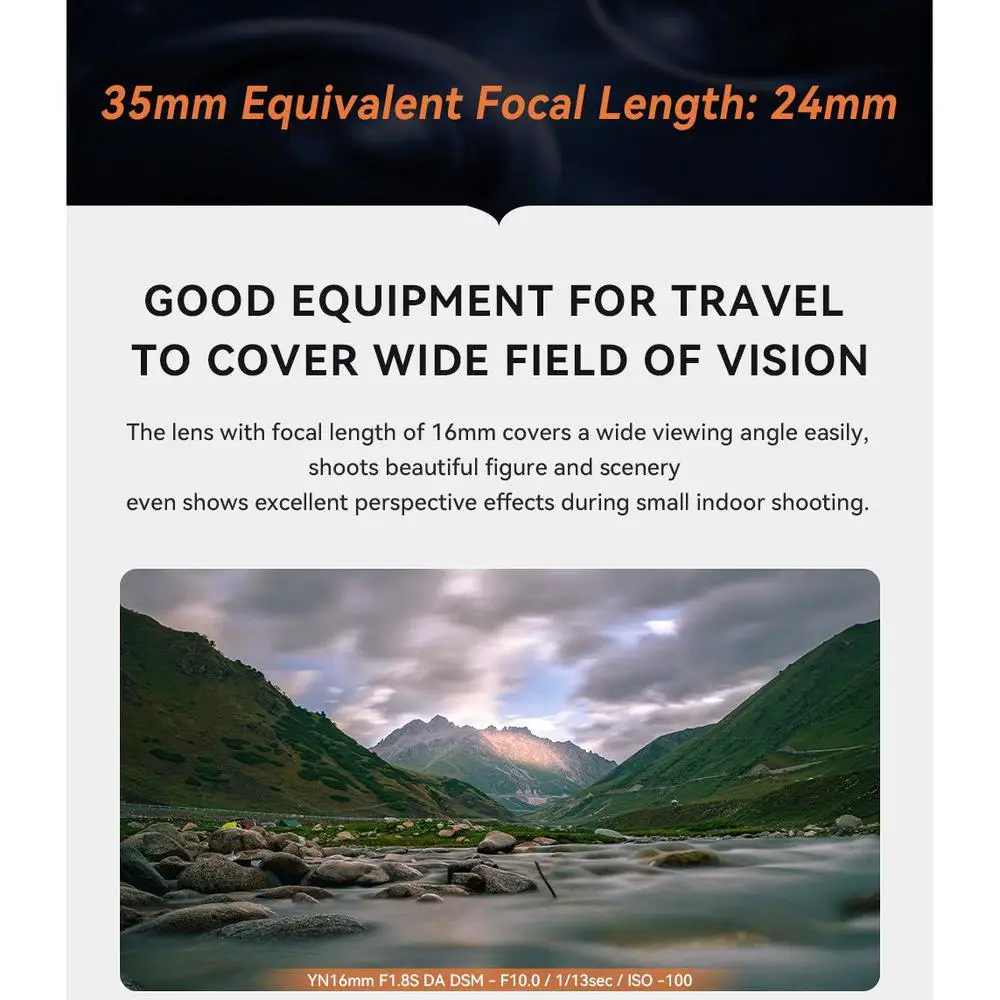 YONGNUO 16 مللي متر F1.8 APS-C التركيز التلقائي زاوية واسعة للغاية رئيس عدسة لسوني ZV-E10 ، A7III A7RIII ، A6700 ، A6400 ، A6600 ، A6100 كاميرات