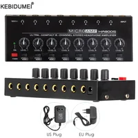 Mini amplificador de auriculares HA800S, amplificador de Audio estéreo Ultra compacto de 8 canales con adaptador de corriente, divisor de auriculares