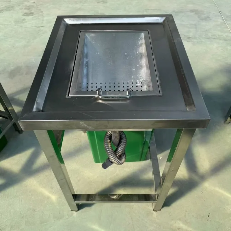 

Thickened, stainless steel wet and dry residue separation table