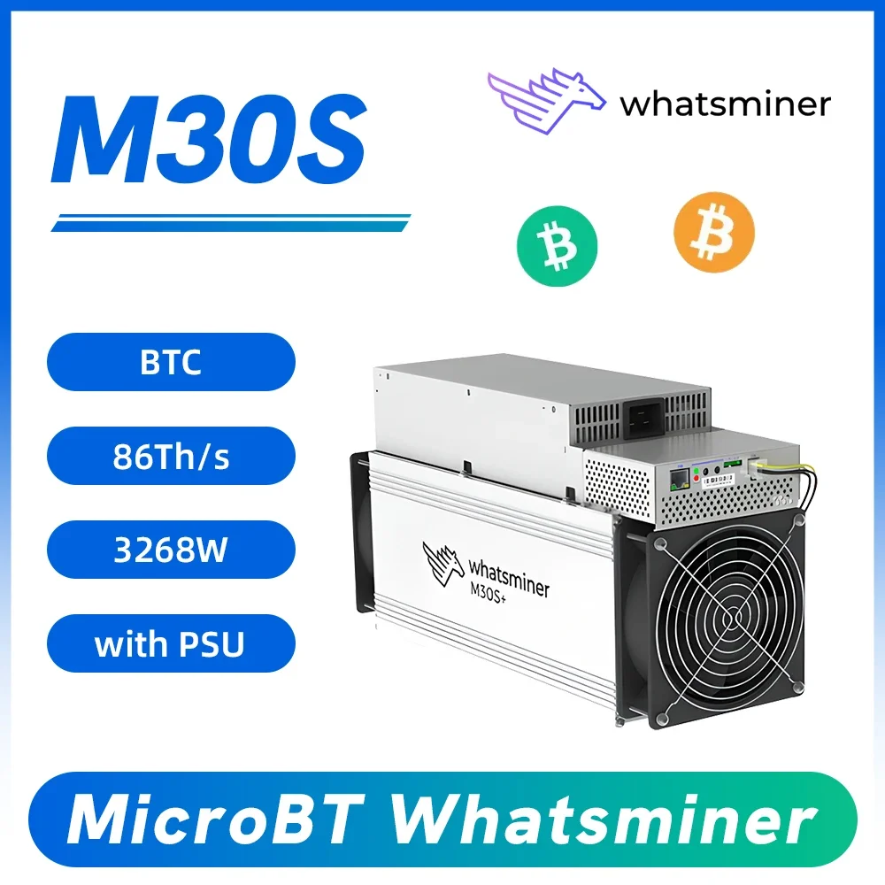 NEW Whatsminer M30S 92T 3268W Bitcoin Miner MicroBT BTC Asic Mining Miner SHA256 Algorithm Crypto Machine with PSU