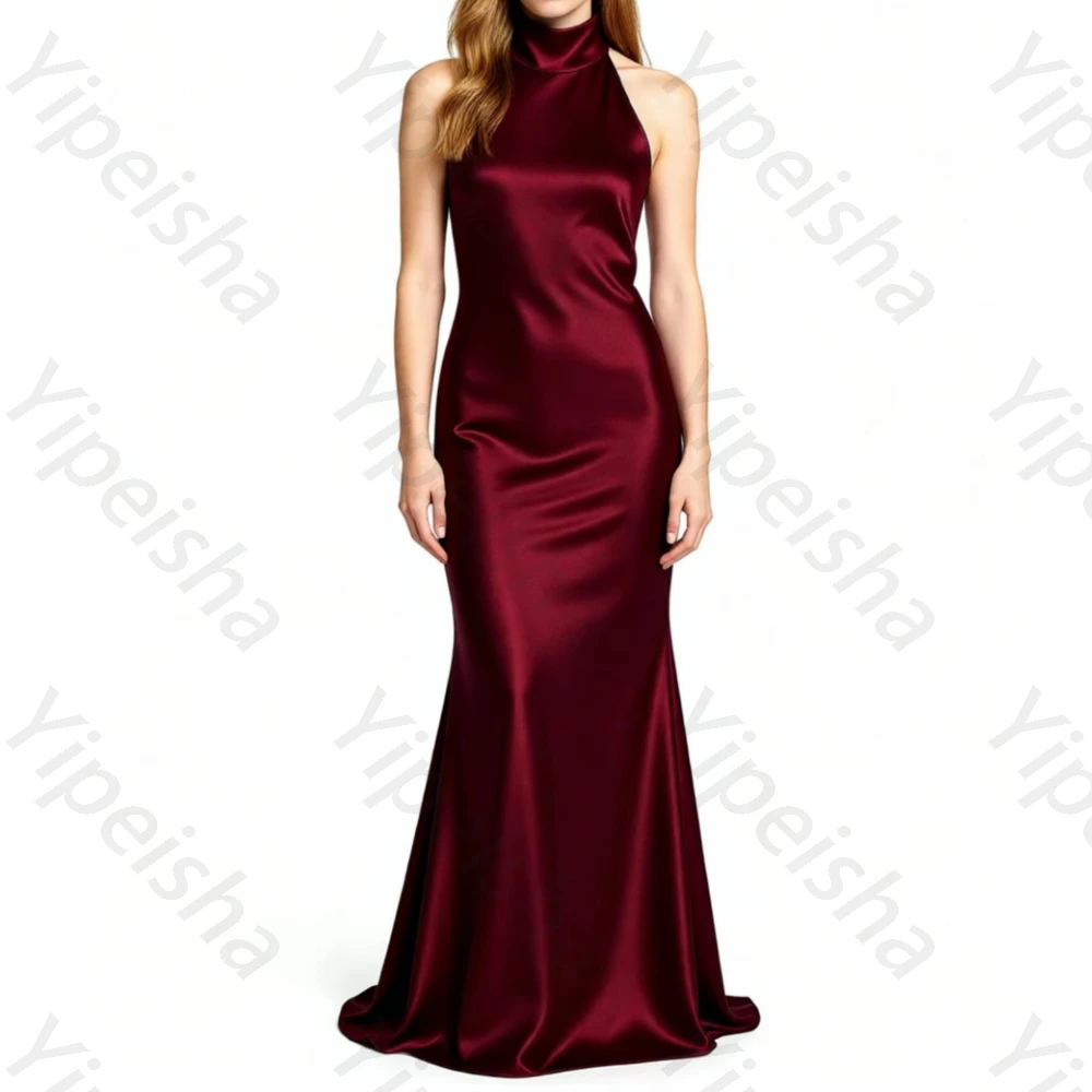 

Изысканные вечерние платья из атласа без рукавов и с открытой спиной, элегантные платья для знаменитостей, высококачественные выпускные и праздничные платья для женщин