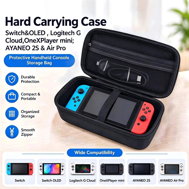 Hard Carrying Case for Switch, OLED, Logitech G Cloud, OneXPlayer mini, AYANEO 2S & Air Pro, Protective Handheld Console Storage