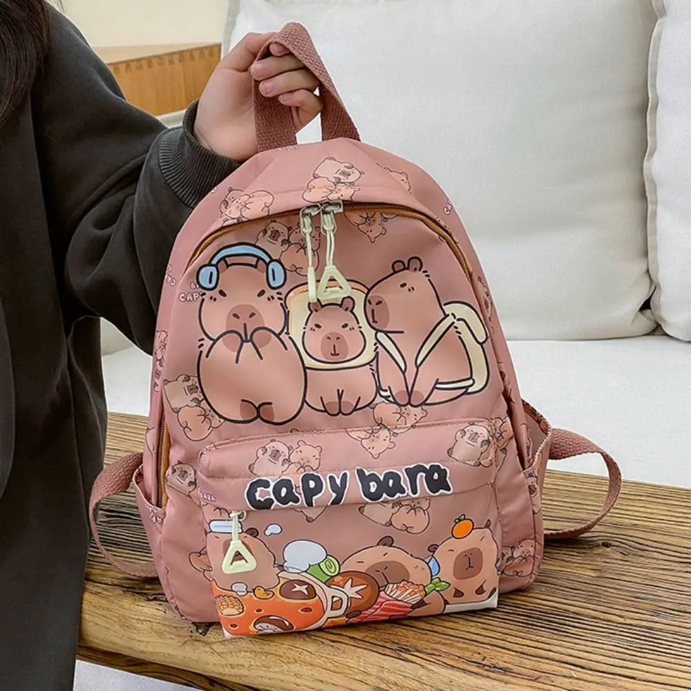 Cute Large Capacity Capybara Backpack Breathable Cartoon Student Schoolbag Nylon Ultra-light Book Bag