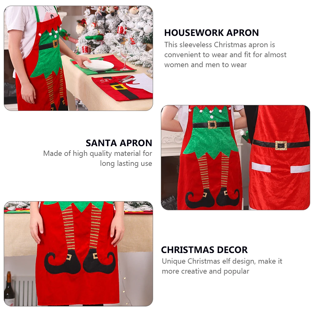 

Christmas Apron Red Sleeveless Kitchen Housework Cooking Santa Decor for Men Women Adjustable Fits Most Long Material Unique