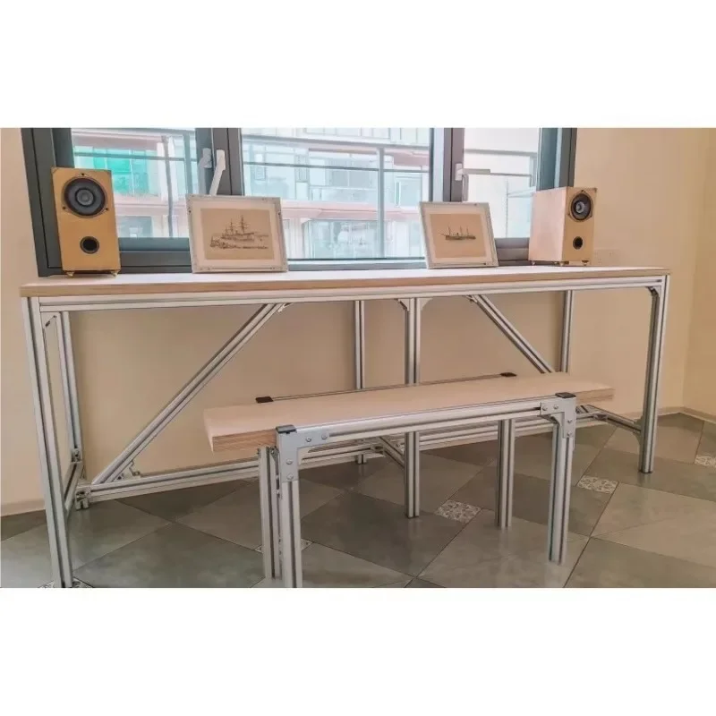 Birch ocean plate aluminum profile bar table, long partition wall tables and chairs, suitable for coffee and milk tea shops
