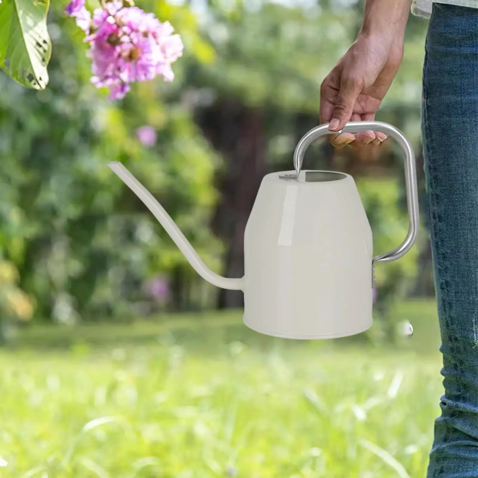 

Портативная лейка объемом 1 л для растений с эргономичной ручкой, длинный носик, садовый аксессуар для дома, патио, офиса