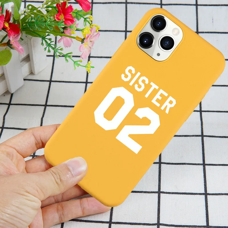 Best Friends Bff Sisters Phone Case for Iphone 7 8 Plus 12 11 Pro X 13 14 SE XR XS Sisters 01 02 03 Letter Silcone Phone Cover