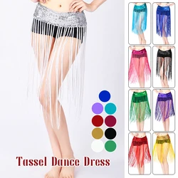 Women Belly Dancing Oriental Dance Hip Scarf Latin Dancewear Costumes Long Tassel Sequins Dancing Waist Chain Bellydance Belt
