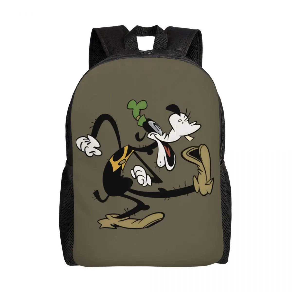 Ransel Goofy Kustom untuk Wanita Pria Tas Buku Cetak Kartun Sekolah Perguruan Tinggi Tahan Air