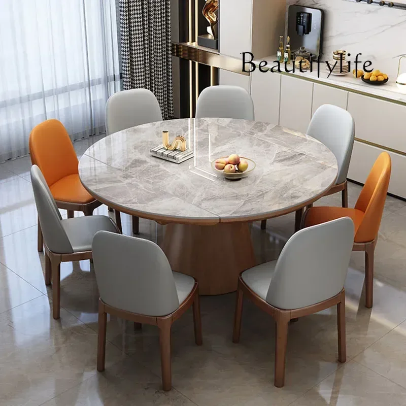 Nueva Mesa de Comedor Plegable Italiana J, Mesa de Comedor Moderna Blanca de Lujo Europeo, Mesa de Cocina Extensible, Sillas para Comedor, Hogar