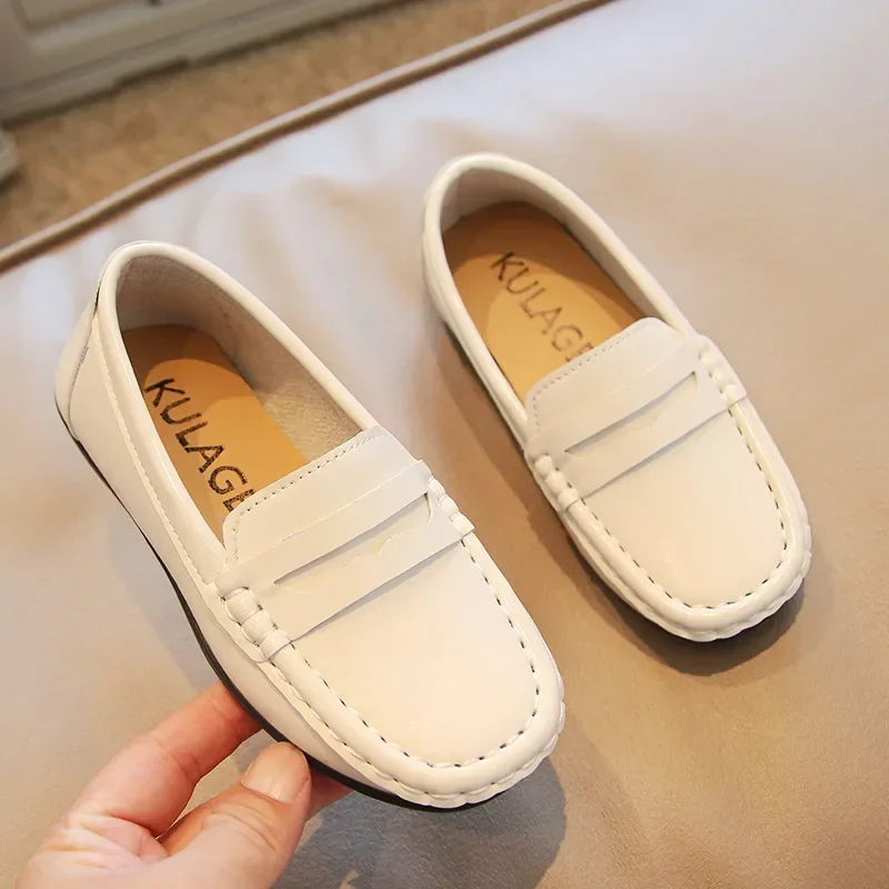 Kids Leather Shoes Casual Flats Soft Sole Moccasins Loafers Classic Fashion Children\'s Formal Shoes for Primary School Students