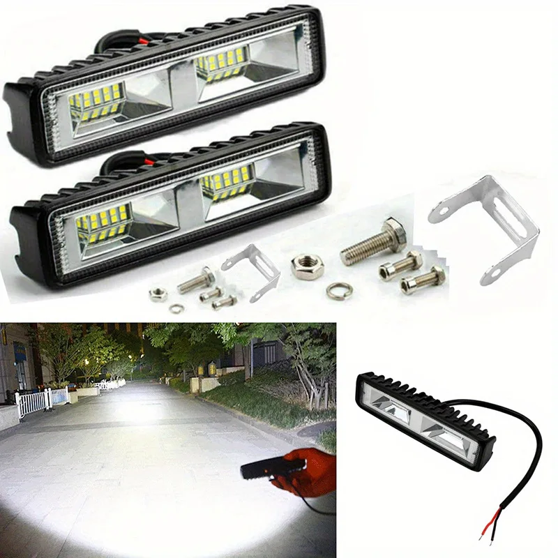 Motorcycle headlight work light LED car daytime running light 48W straight line 16LED Wrangler pole light spotlight