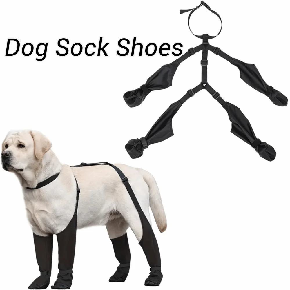 Anti-fall Waterproof Dog Shoes Adjustable Anti-Slip Dog Rain Booties Dirty-proof Dog Suspender Sock Pet Walking