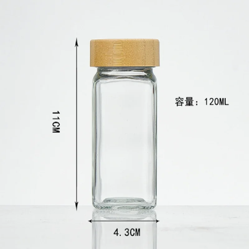 Clear Glass Household Canister Acacia Wooden Seal Lid, Thickened Kitchen Storage Jar for Dry Fruit Cereal Spices