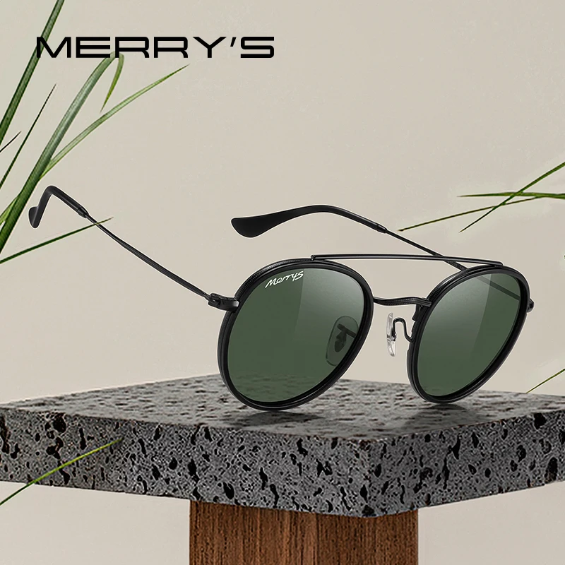MERRYS DESIGN klasyczne Retro podwójny mostek okrągłe spolaryzowane okulary przeciwsłoneczne dla mężczyzn kobiety luksusowe marki okulary przeciwsłoneczne do jazdy UV400 S8647