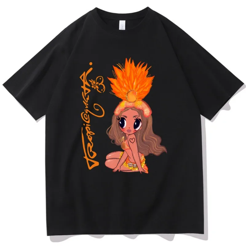 تي شيرت Karol G Tropicoqueta تي شيرت موسيقى لاتينا تي شيرت مضحك جرافيك تي شيرت قطني بأكمام قصيرة ملابس مريحة ملابس الشارع الشهير