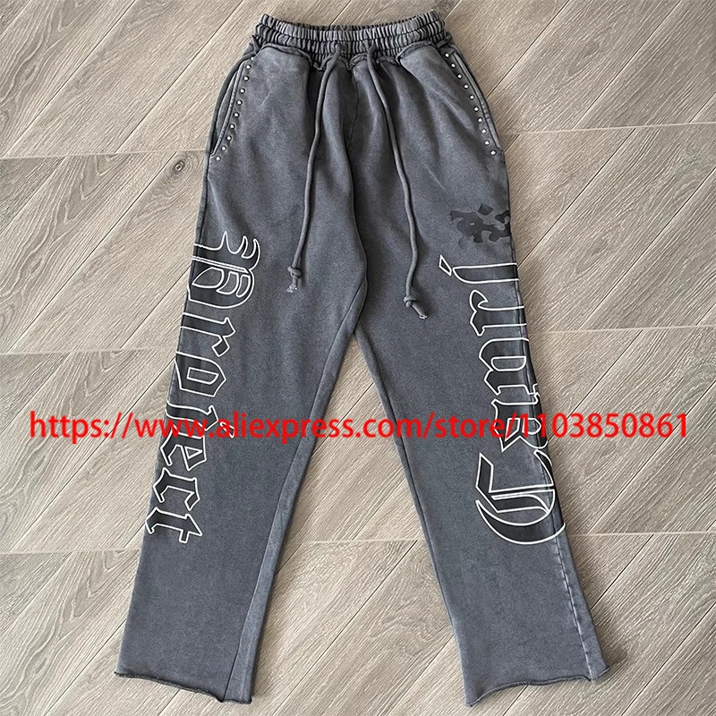 

Retro Fashionable Project Capri Emergency Sweatpants High Quality Rivets Ornament Letter Print Trouser Cactus Jack Casual Pants