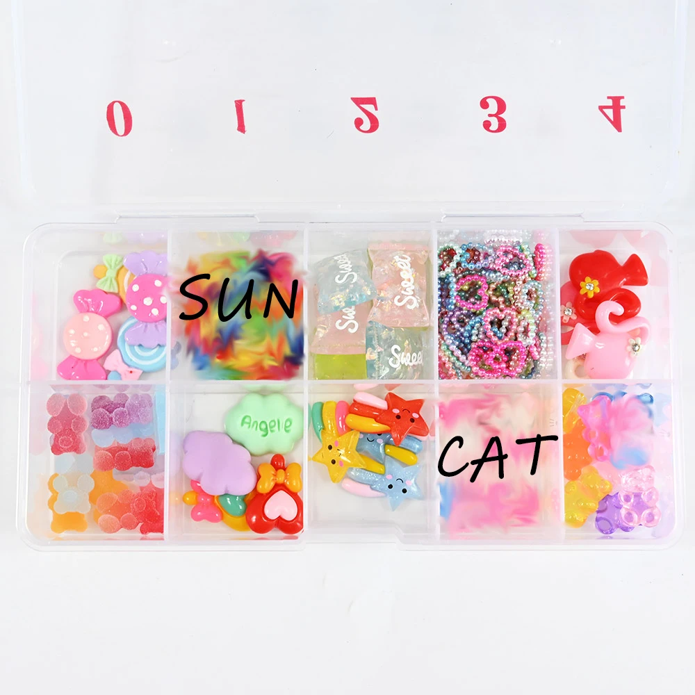 

10Grid/Box Nail Kawaii Rhinestones Parts 10 Style(40Pcs)Japanese-Style Lovely&Sweet Nail Art Charms Decorations Nail DIY Parts-8