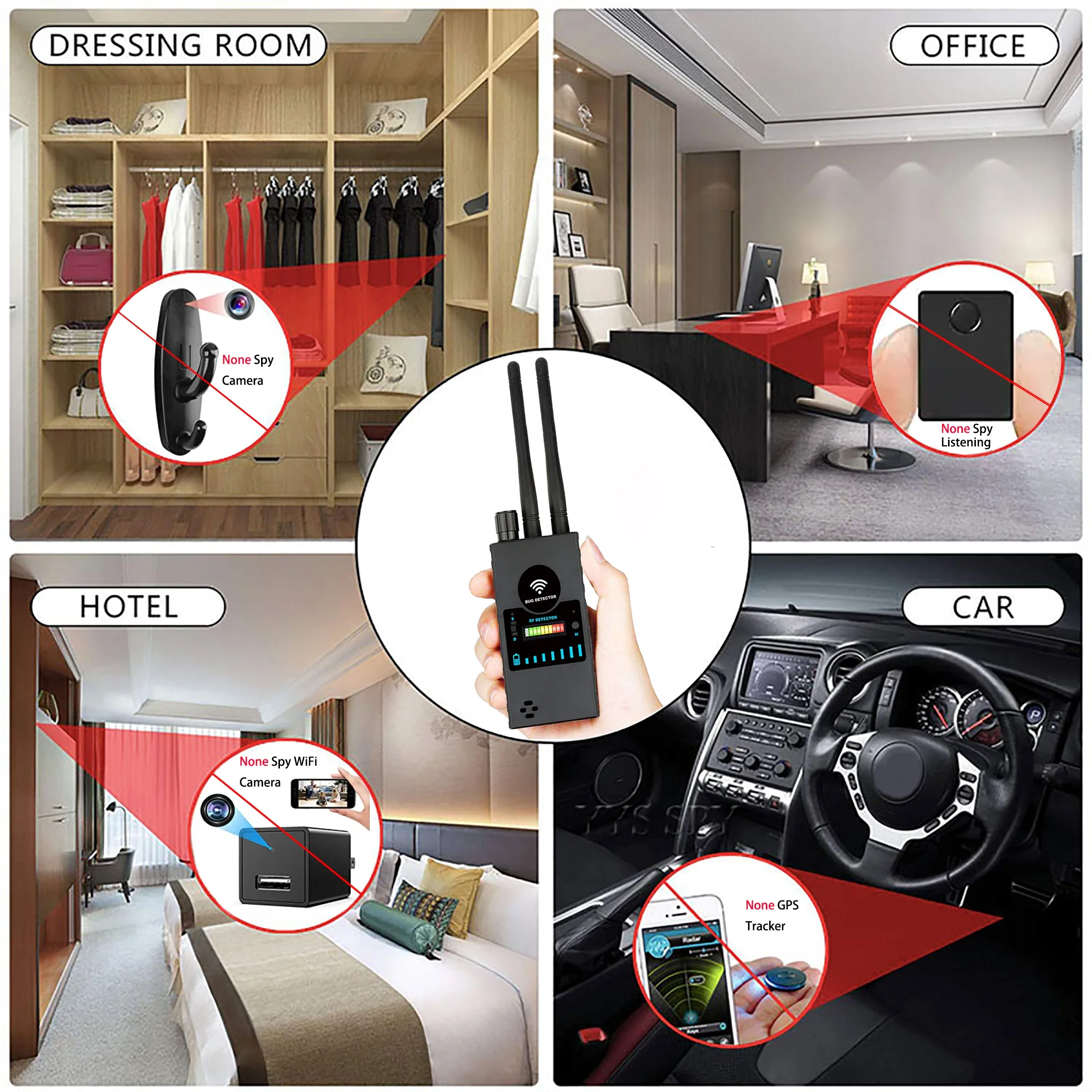 Alle Frequentie Bug Detector Draadloze Verborgen Spy Camera Rf Signaal Gsm Afluisterapparaat Zoeker Gps Tracker Spy Gadgets Scanner