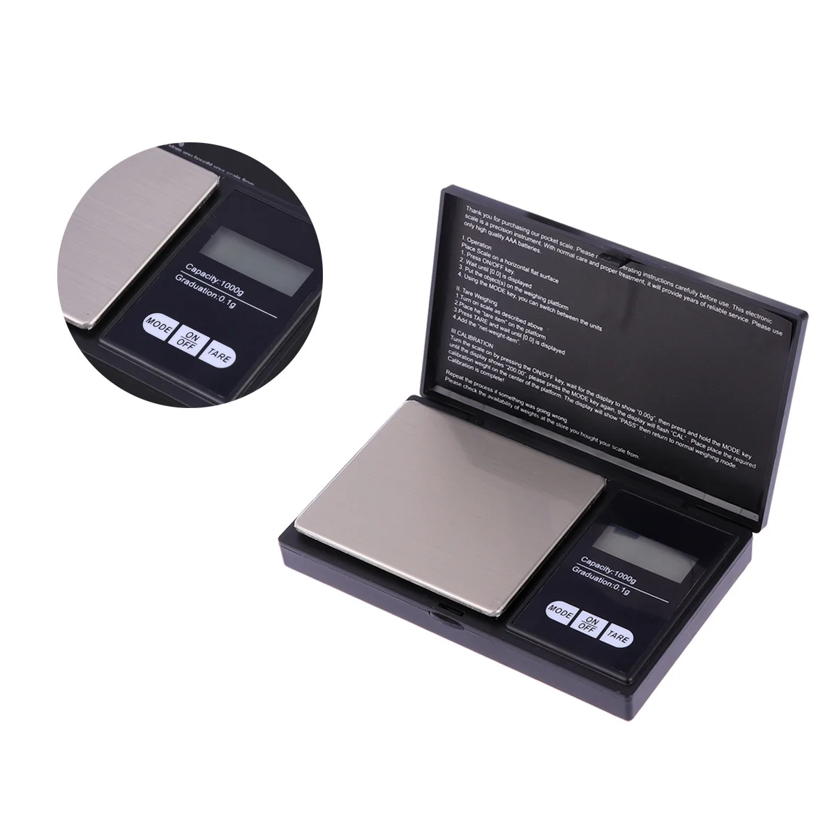 เครื่องชั่งดิจิตอลความแม่นยำสูง 1 กก. 0.01 กรัม หน้าจอ LCD พร้อมไฟพื้นหลัง ดีไซน์กะทัดรัด สำหรับชั่งทอง เงิน อัญมณ์ เหรียญ ยา และงานอดิเรก