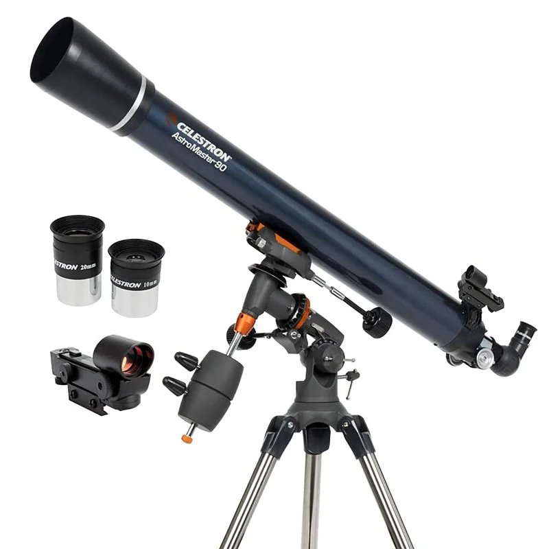 Celestron AstroMaster 90EQ Telescope Refractor Telescope  Professional Astronomical Telescope for Beginner Student stargazing