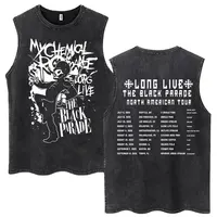 Camisetas sin mangas lavadas de My Chemical Romance Band Long Live The Black Parade Tour, camiseta Harajuku, camiseta gótica holgada sin mangas para hombre