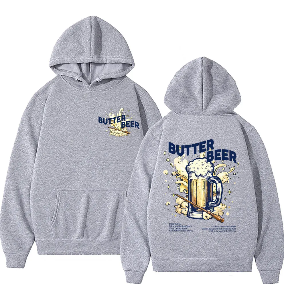 Funny Butter Beer Graphic Print Hoodie Men Women Fashion Casual Oversized Pullover Male High Quality Fleece Cotton Sweatshirt