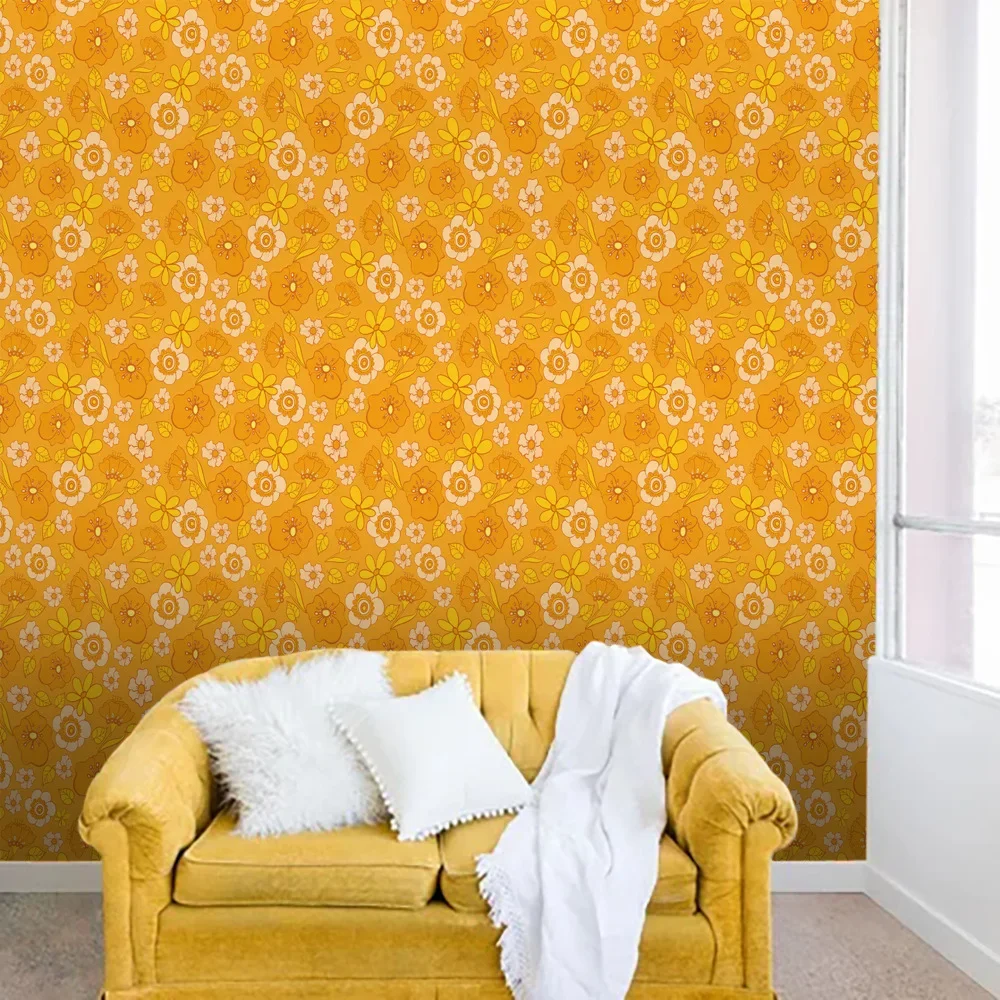 Vintage Daisy Floral Retro Wallpaper Waterproof Self Adhesive Mid Century Contact Paper for Nightstand Vanity Home Decor