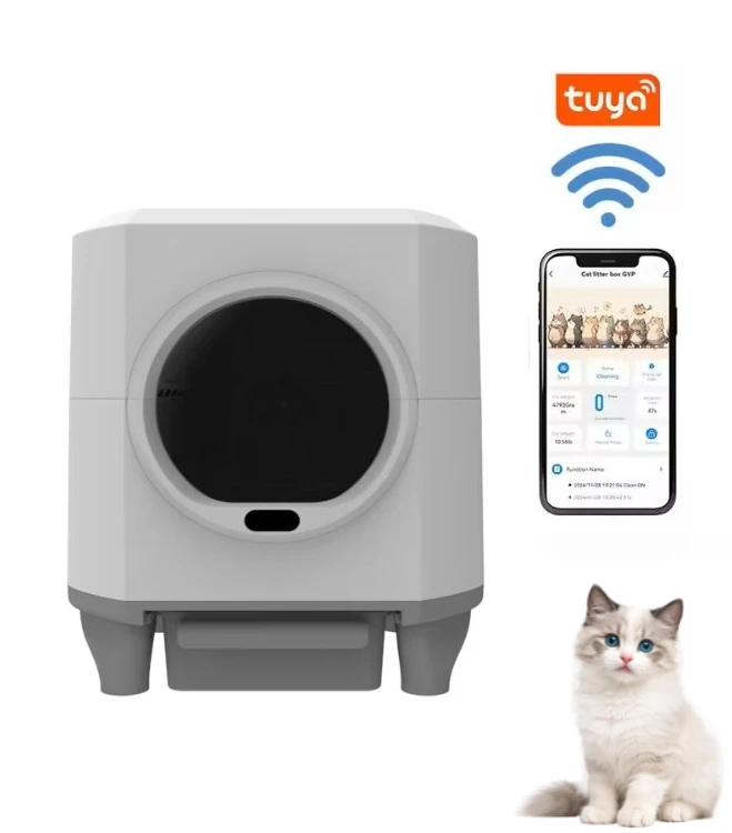 2026 Tuya App Controlled 80L Large Capacity Smart Cat Litter Box PP Material with Odor Control for Pet Supplies and Smart Life