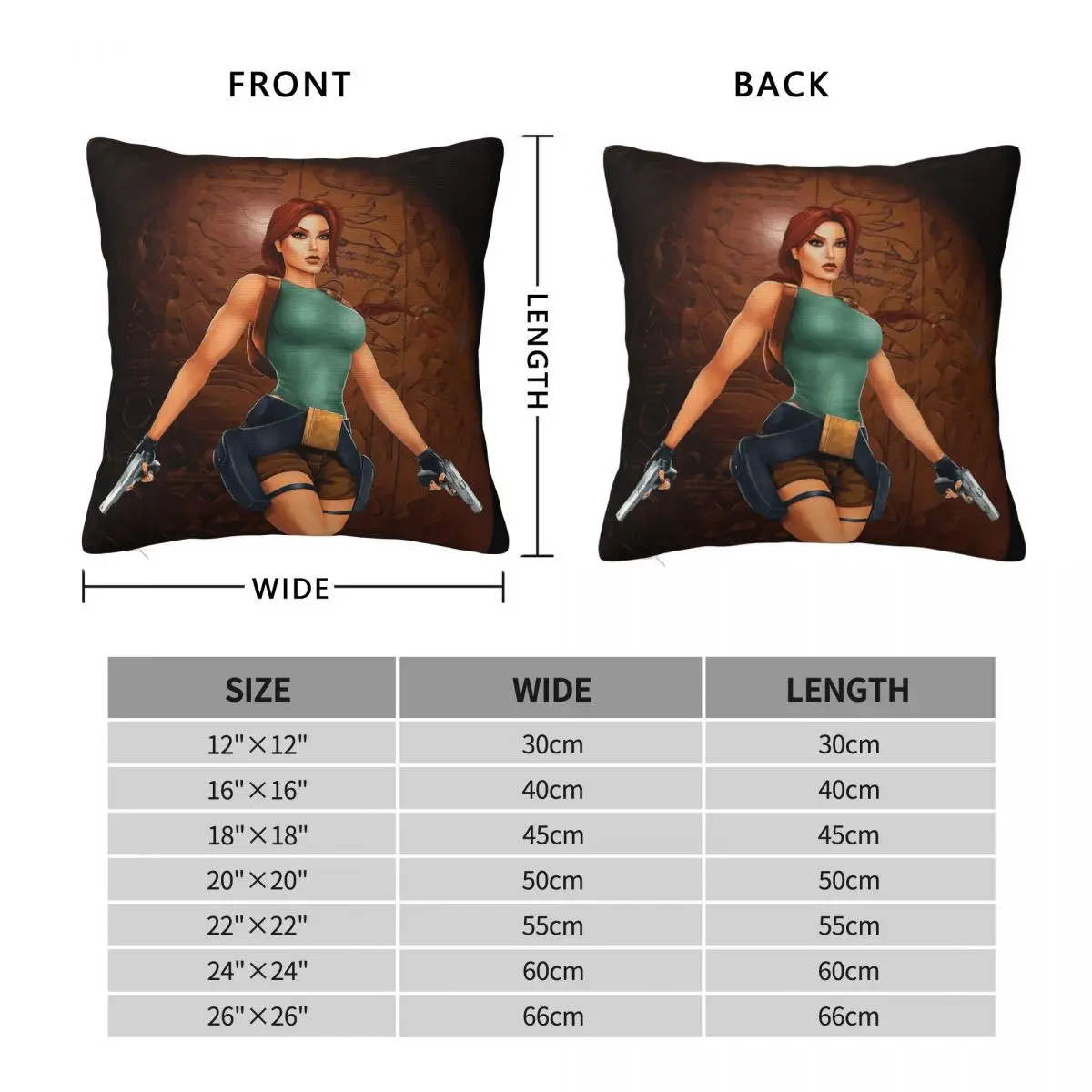 Tomb Raider Lara Croft Pillowcase Polyester Linen Velvet Creative Zip Decorative Bed Cushion Cover