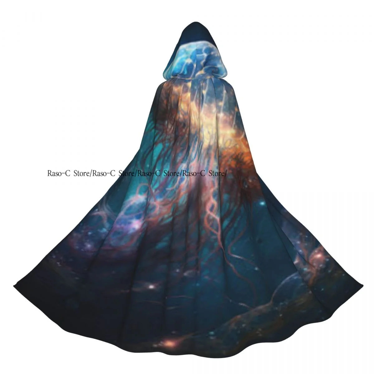 عباءة مقنعين للجنسين عباءة مع غطاء محرك السيارة قنديل البحر التوضيح عباءة مصاص دماء الساحرة كيب تأثيري حلي #5