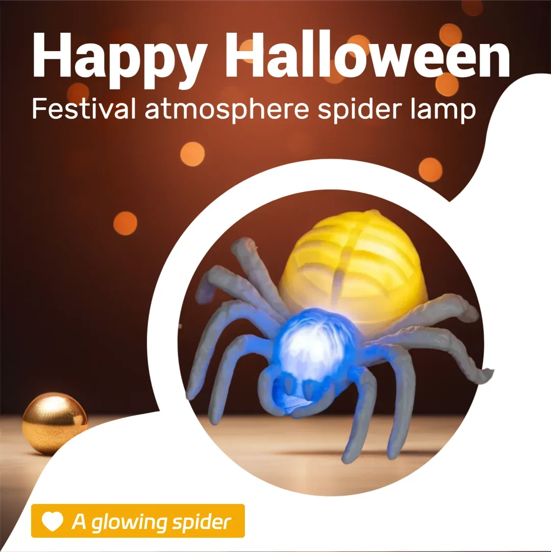 

Waterproof Halloween Glowing Spider Light with Bright LED Outdoor Scary Yard Haunted House Garden Pathway Party Decoration Props