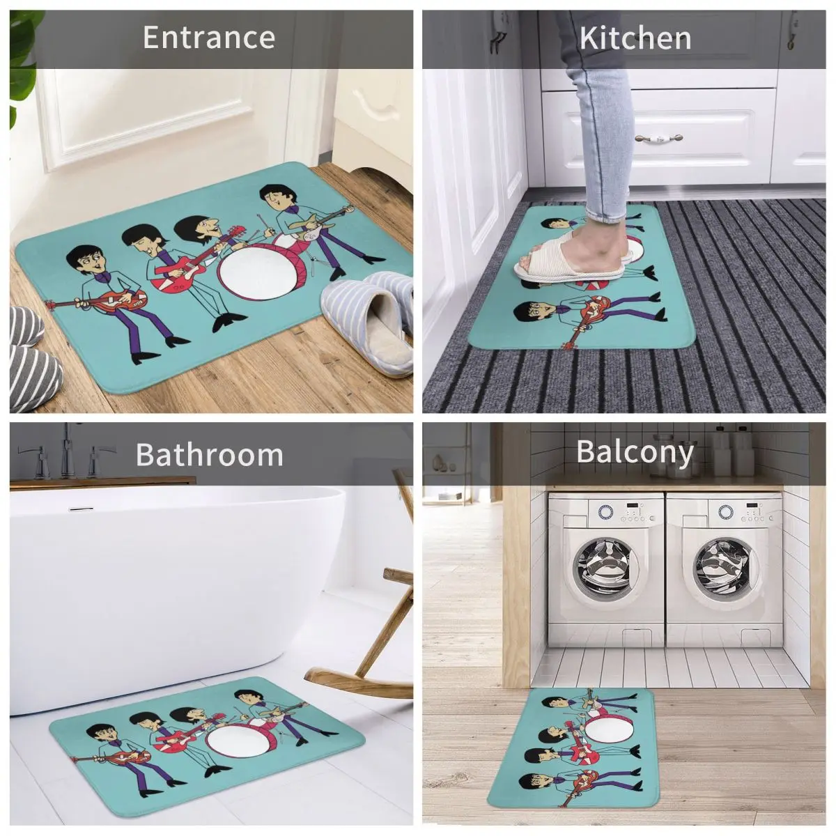 The Beatle A Good and Popular Band Non-slip Doormat Four People Bath Kitchen Mat Welcome Carpet Home Pattern Decor