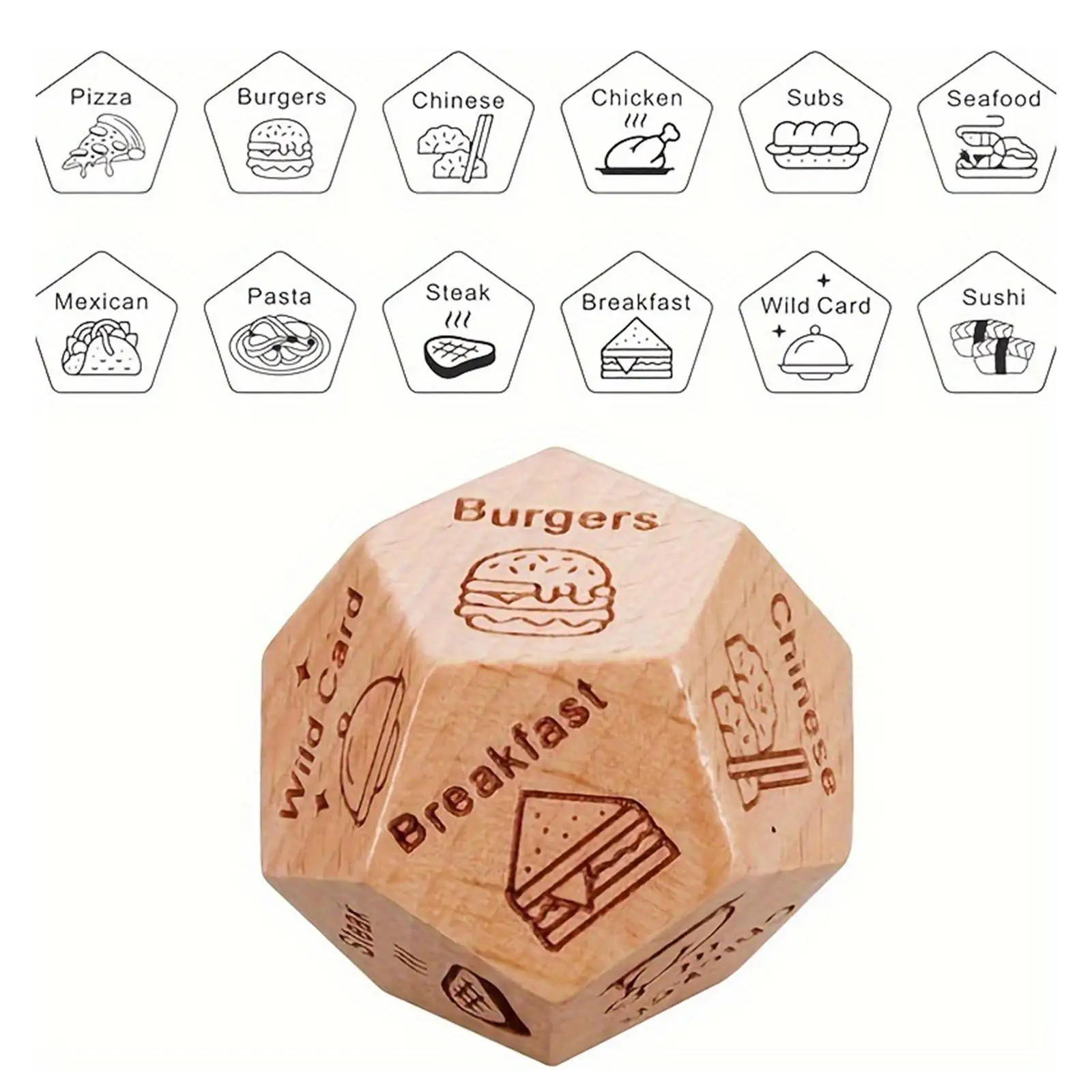 

Деревянные игральные кости для выбора блюд, идеальный подарок на День святого Валентина, для пар, на свадьбу, для медового месяца