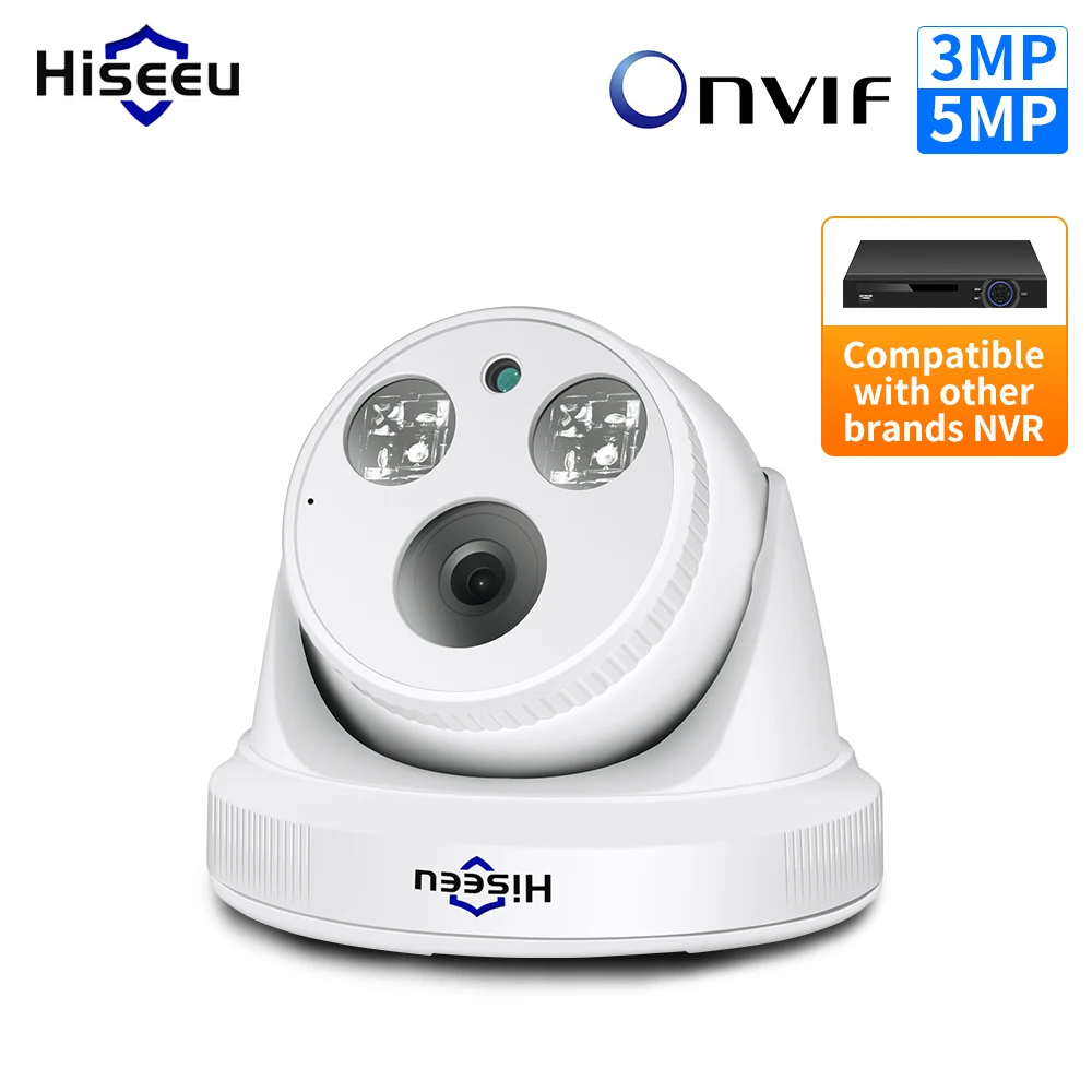 

Hiseeu 3MP 5MP POE Audio IP Camera Surveillance One Way Audio Dome Night Vision Indoor Home CCTV Cams ONVIF H.265 XMEye Pro