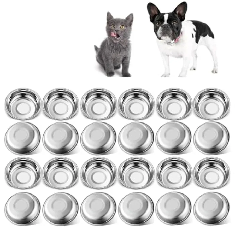 

Thickened Stainless Steel Cat Bowls, 5.5 Inch Shallow Wide Flat Metal Kitten Food Bowls, Whisker Friendly Fatigue Relief Replac
