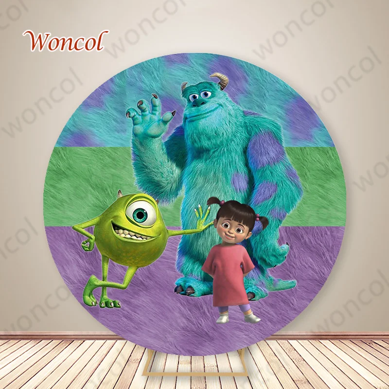 خلفية Mike Wazowski للفتيات ، وحوش وinc ، خلفية مستديرة لعيد الميلاد Sullivan Boo غطاء أسطواني ، دعامة صور استحمام الطفل