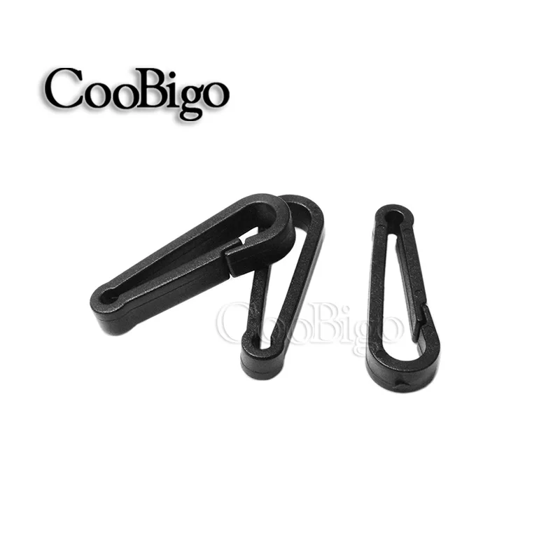 10pcs Snap Hook Buckle for DIY KeyChain Keyring Keyfob Paracord Lanyard Tactical Molle Backpack Accessories Plastic Black