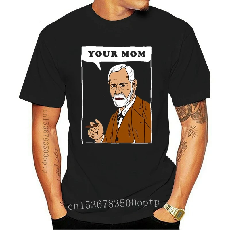 Camiseta de manga corta para hombre, ropa en línea, diseño de su mamá, Freud, divertida, broma de psicología de Sigmundo, 011362