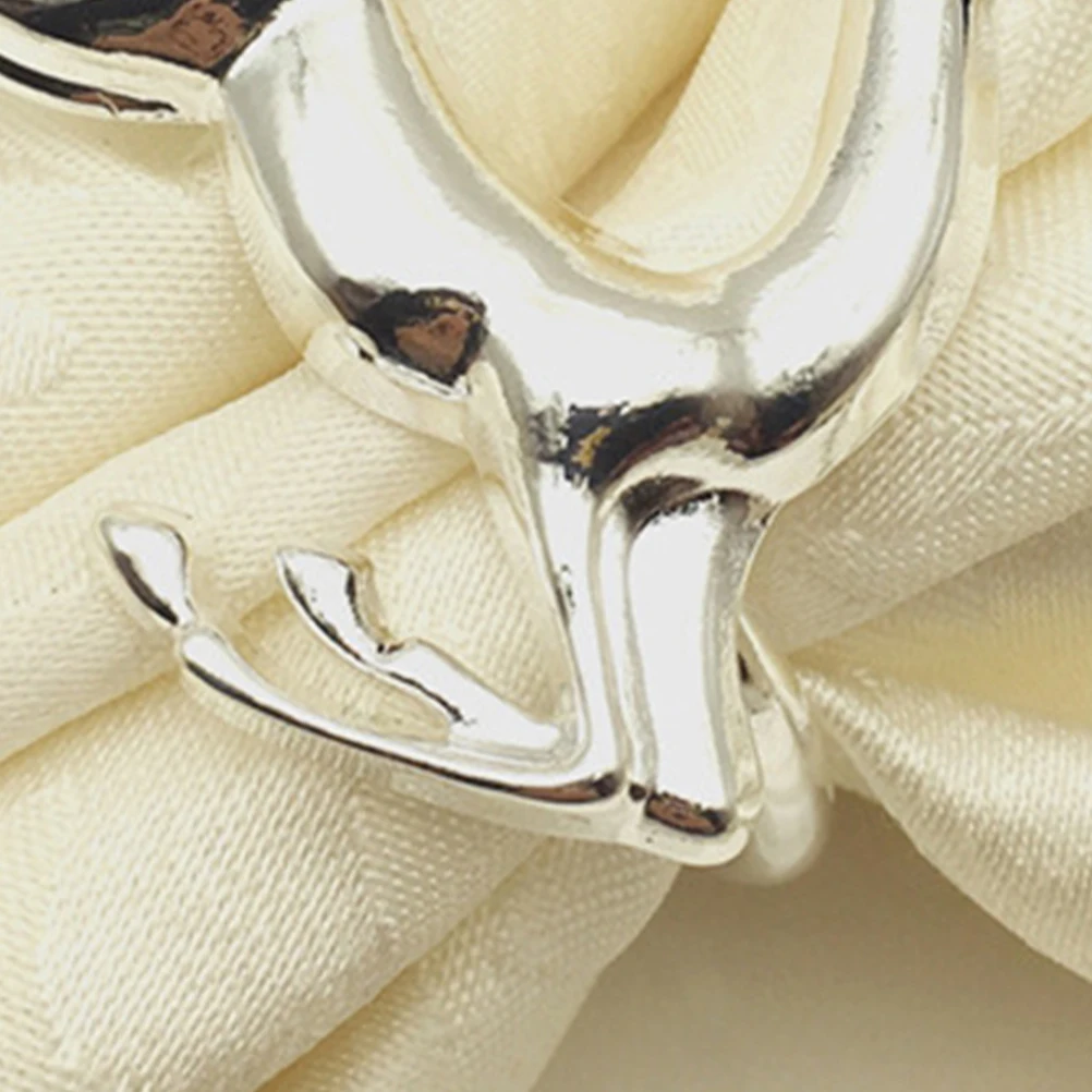 

4pcs Elk Shape Napkin Rings Silver Christmas Serviette Buckles Supplies Table Decoration Kitchen Bar Accessories