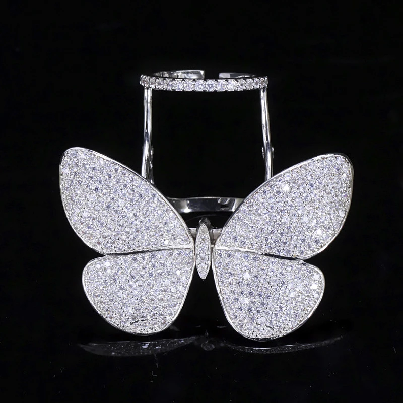 

ThreeGraces Creative Butterfly Shape Wedding Engagement Rings for Women Micro Pave Cubic Zirconia Fashion Party Jewelry RG158