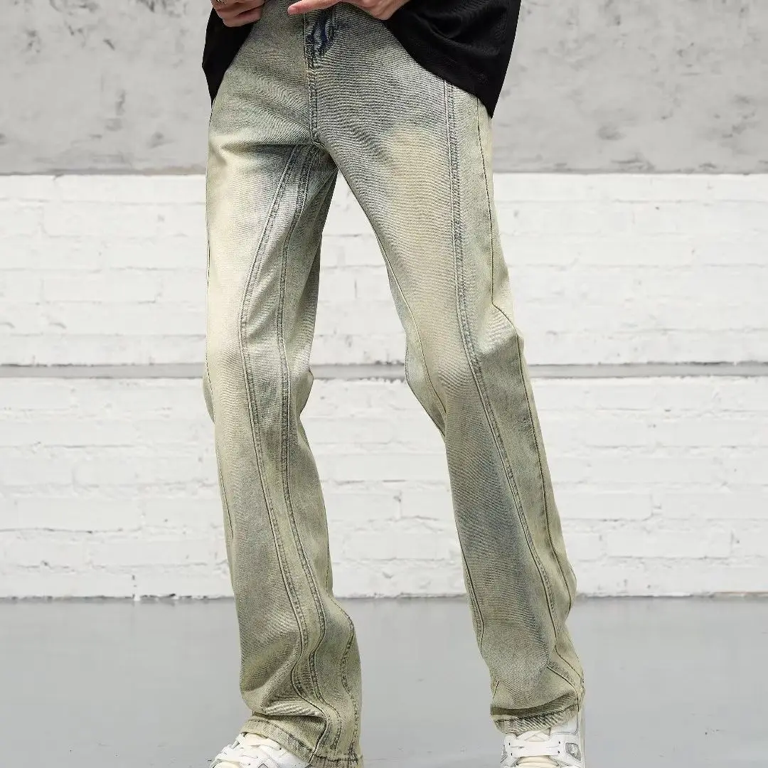 Calça jeans confortável de cintura alta, confortável, respirável de perna longa, estilo elegante, masculina, japonês, na moda, primavera 2022