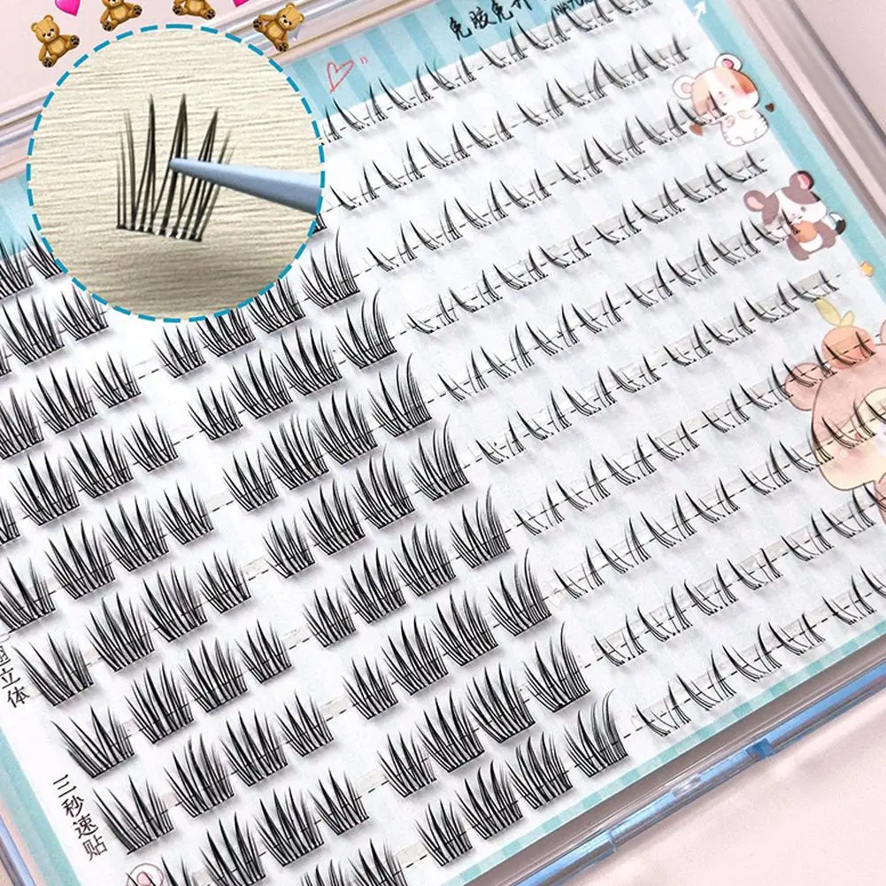 رموش صناعية خالية من الغراء ذات سعة كبيرة مزيج الرموش كتاب نظرة طبيعية رموش مانغا العنقودية ملابس يومية سهلة التطبيق