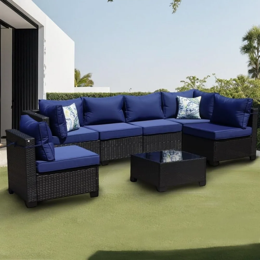 

Premium 7 Pieces Outdoor Patio Furniture Set, Outdoor Sectional Furniture,Wicker Patio Conversation Sets for Backyard Lawn Pools